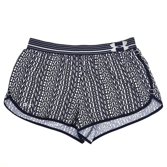 Under Armour Spellout HeatGear Graphic Print Short Est Womens Size Large Black - Picture 1 of 10